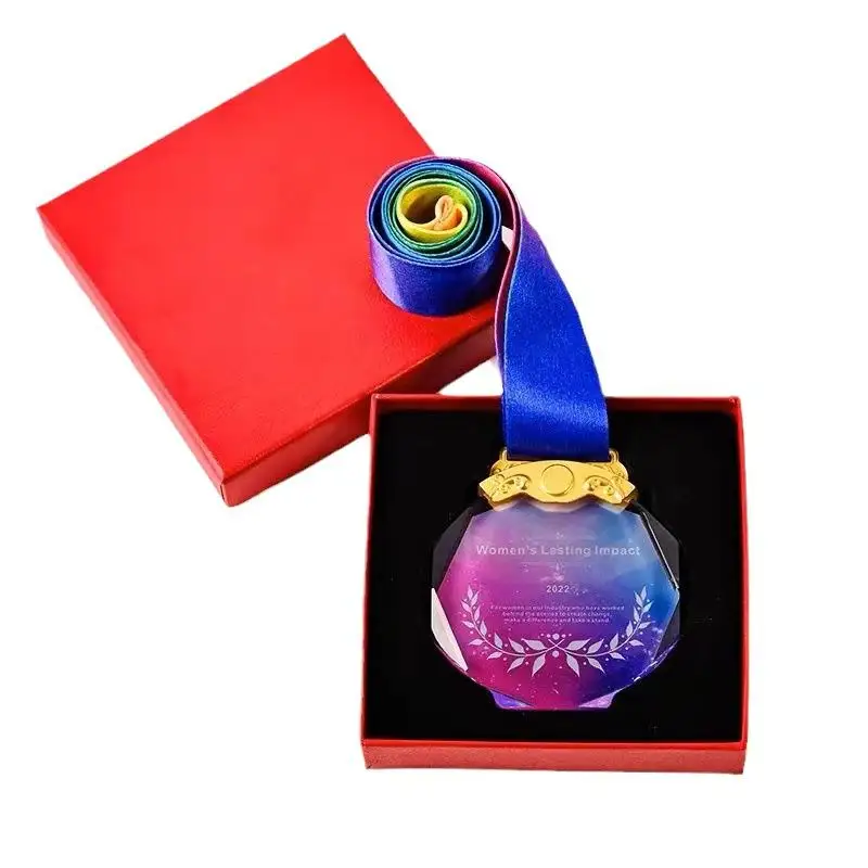Medal Manufacturers Wholesale Sport Cup Souvenir Glass Crystal Custom Design medal crystal k9 crystal awards medals