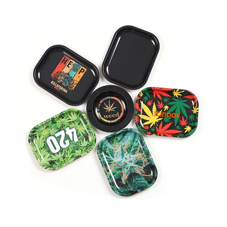 Hot selling custom tin ashtrays small fast delivery mini rolling tray