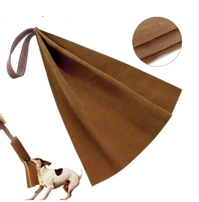 
Cow Leather Dog Bite Cloth Durable Dog Training Tug Cloth Toy 