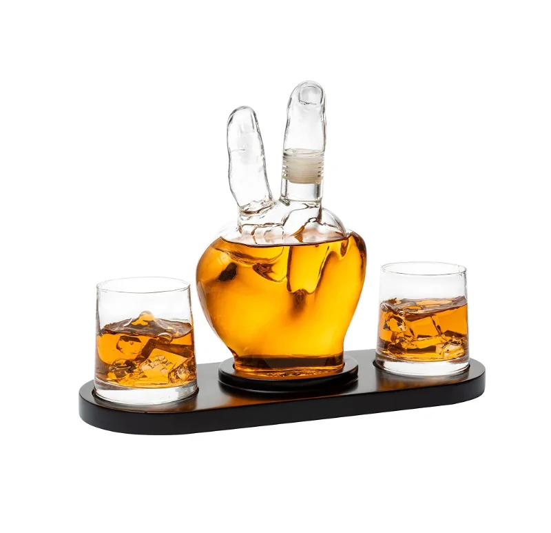 New Style World Peace Gifts Peace Sign Wine and Whiskey Decanter 750ml With 2 10oz Glasses