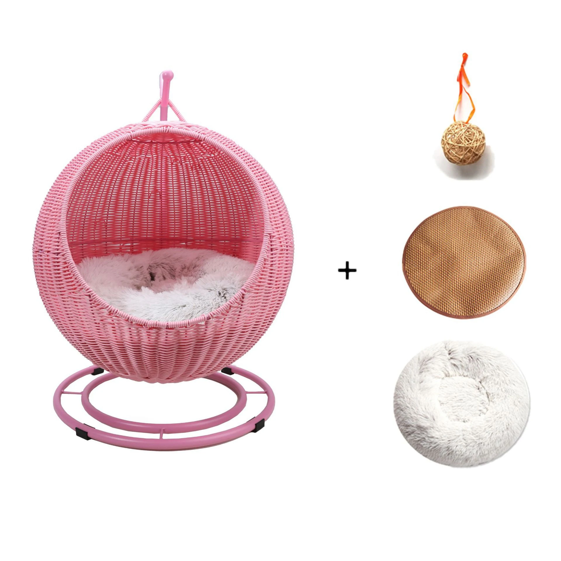 JOYPET Wholesale modern eco friendly warm comfortable house cat furniture raised Hanging handmade rattan cat pet beds