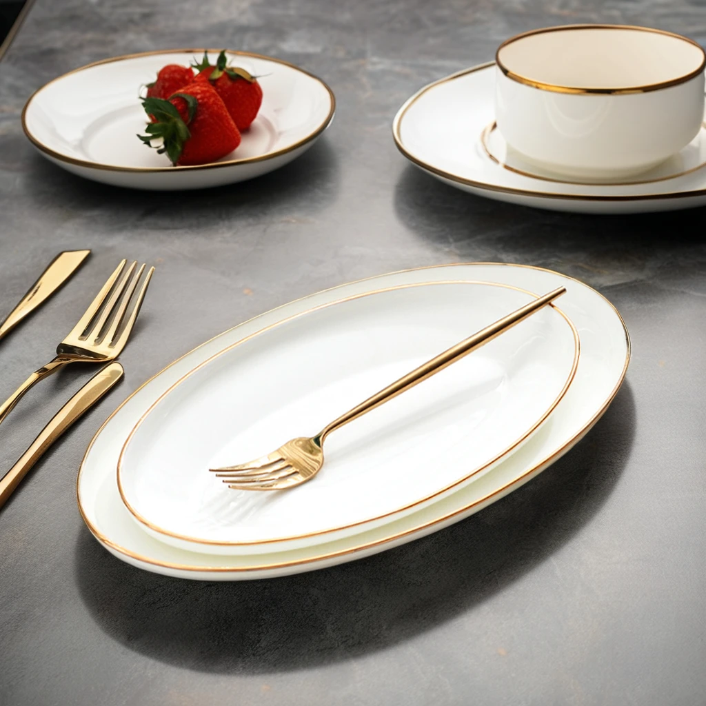 Hot Selling Pure White Porcelain Oval Shape Fish Plate Oval Steamed Fish Dish Deep Plate for Hotel and Restaurant and home