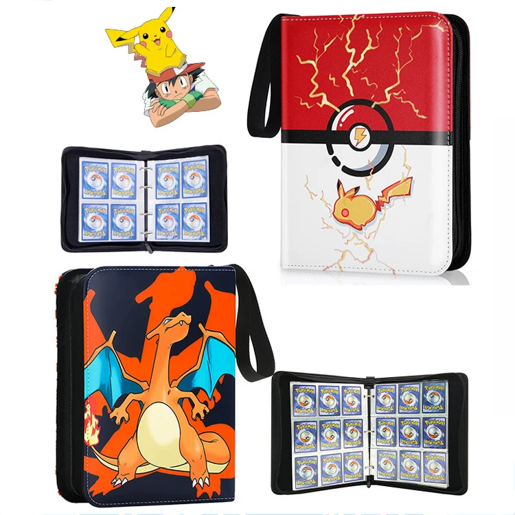 Low price wholesale  cartoon card binder pu leather 400/720 pockets 4/9 pockets for collection game cards album