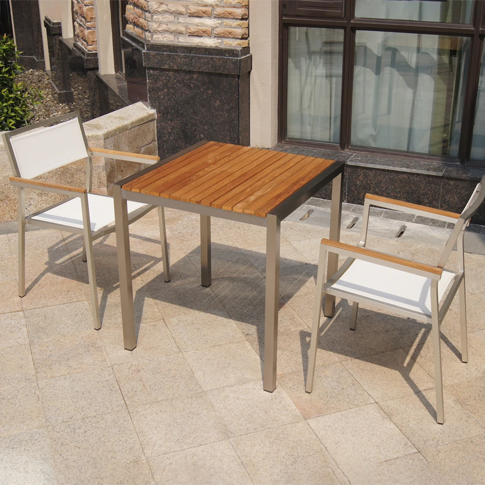 modern high quality outdoor teak and sling balcony table set