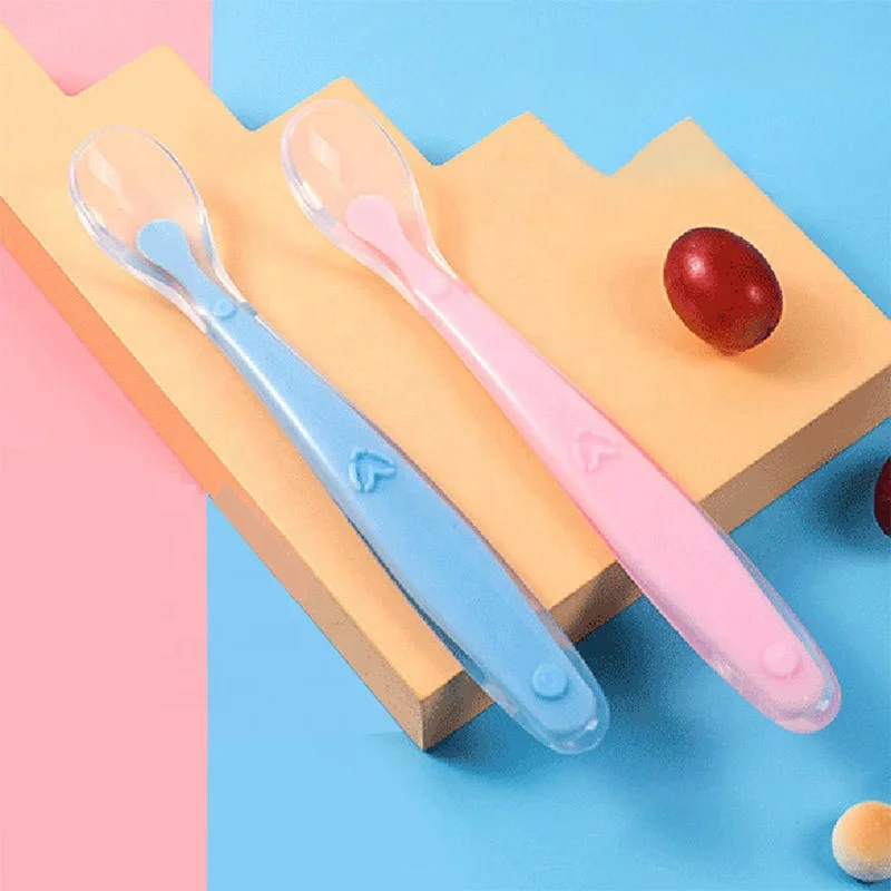 Hot Selling Soft Silicone Baby Spoon Baby Learning Spoon Translucent Entire Silicone Baby Spoon