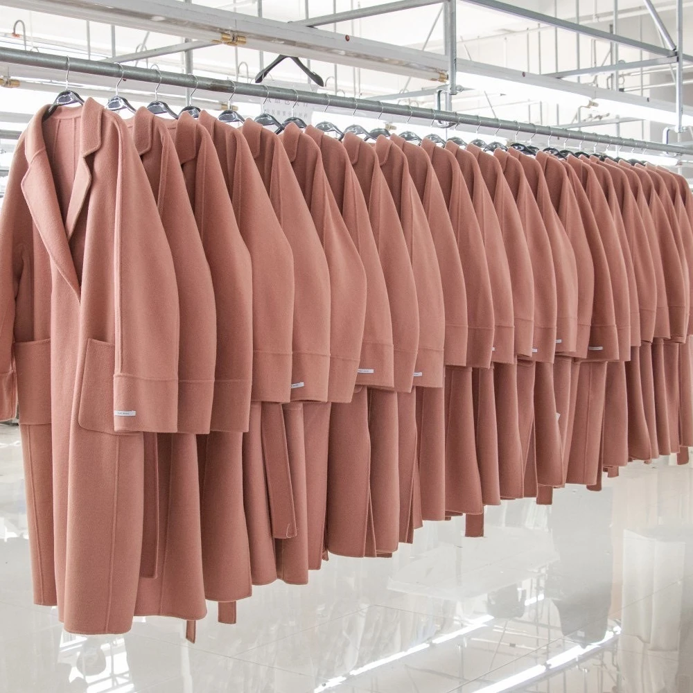 
2020 fashion women handmade wool coat classic pattern pink color 
