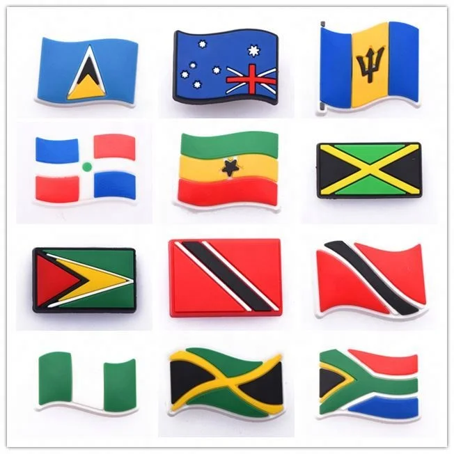 Clog charms new zealand maori Country flag designs available promotional shoes decoration charms soft PVC shoe charms for resin