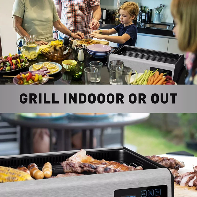 Indoor Electric BBQ Grill Roasting Pan Barbecue Machine Smokeless Grill Raclette