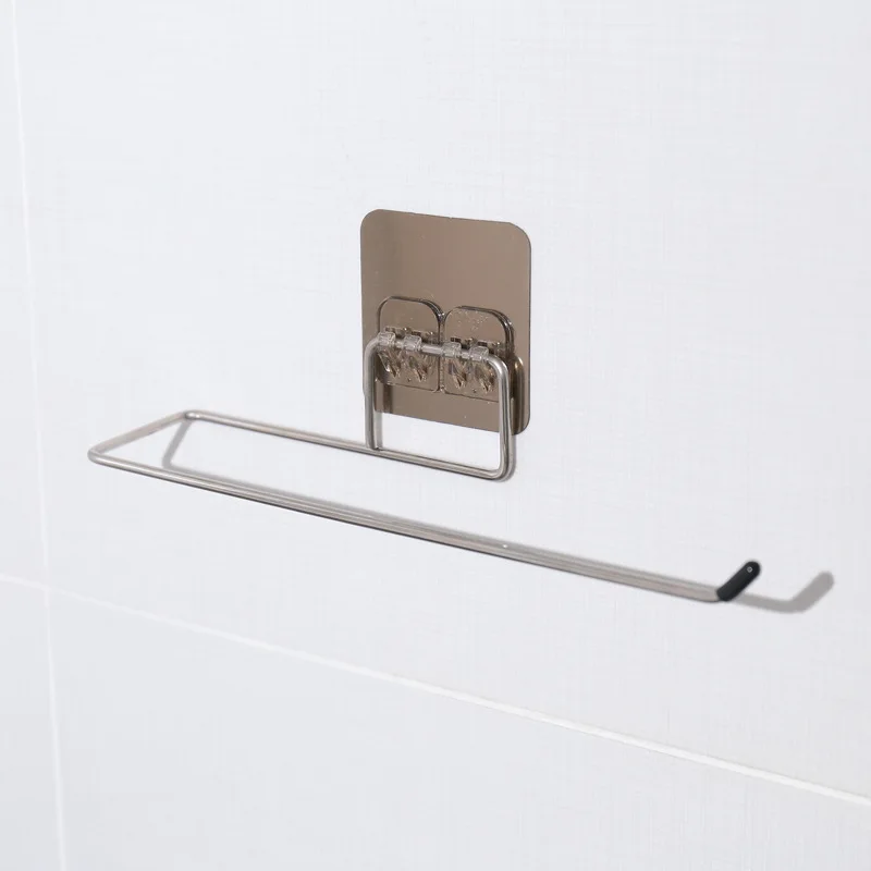 Self Adhesive Stainless Steel Kitchen Tissue Paper Roll Holder Wall Mounted Towel Rack
