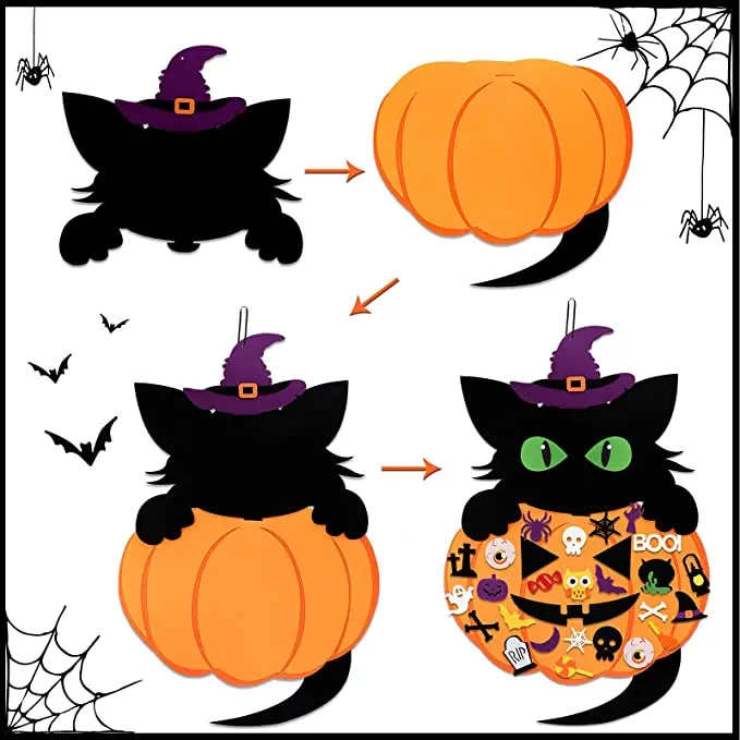 2022 Halloween DIY Pumpkin Cat Felt Set decoration toys