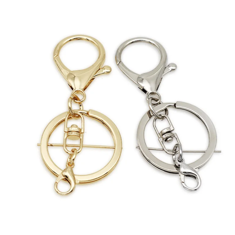 Hot Sales Stainless Steel Plated Metal Lobster Clasp Key Hook Chain  Keyring Keychain Diy Jewelry Making Silicone Bead Keychain