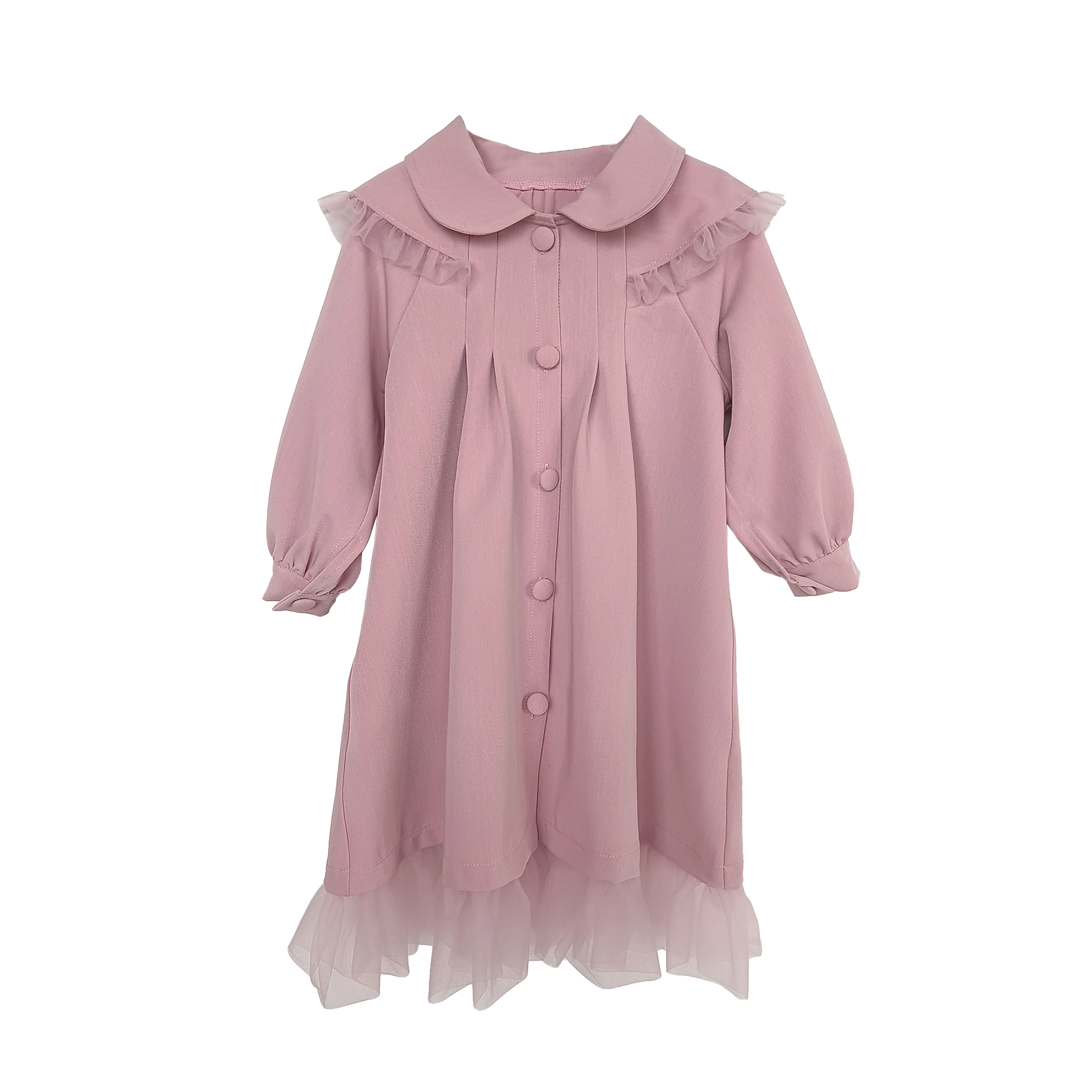 Doll Collar Princess Under 10 Years Old Girl Dress Autumn Long Lantern Lace Sleeve