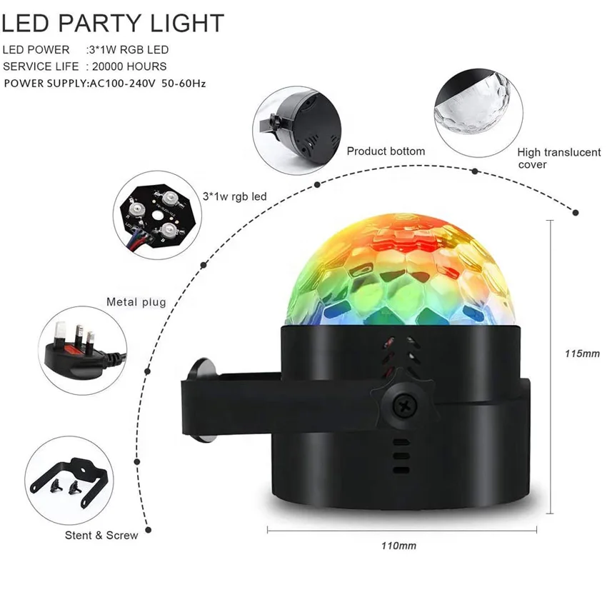 LED Crystal Mini Ball Lamps Home Decor Lighting RGB Disco Ball Sunflower Reindeer Disco DJ Club Lights