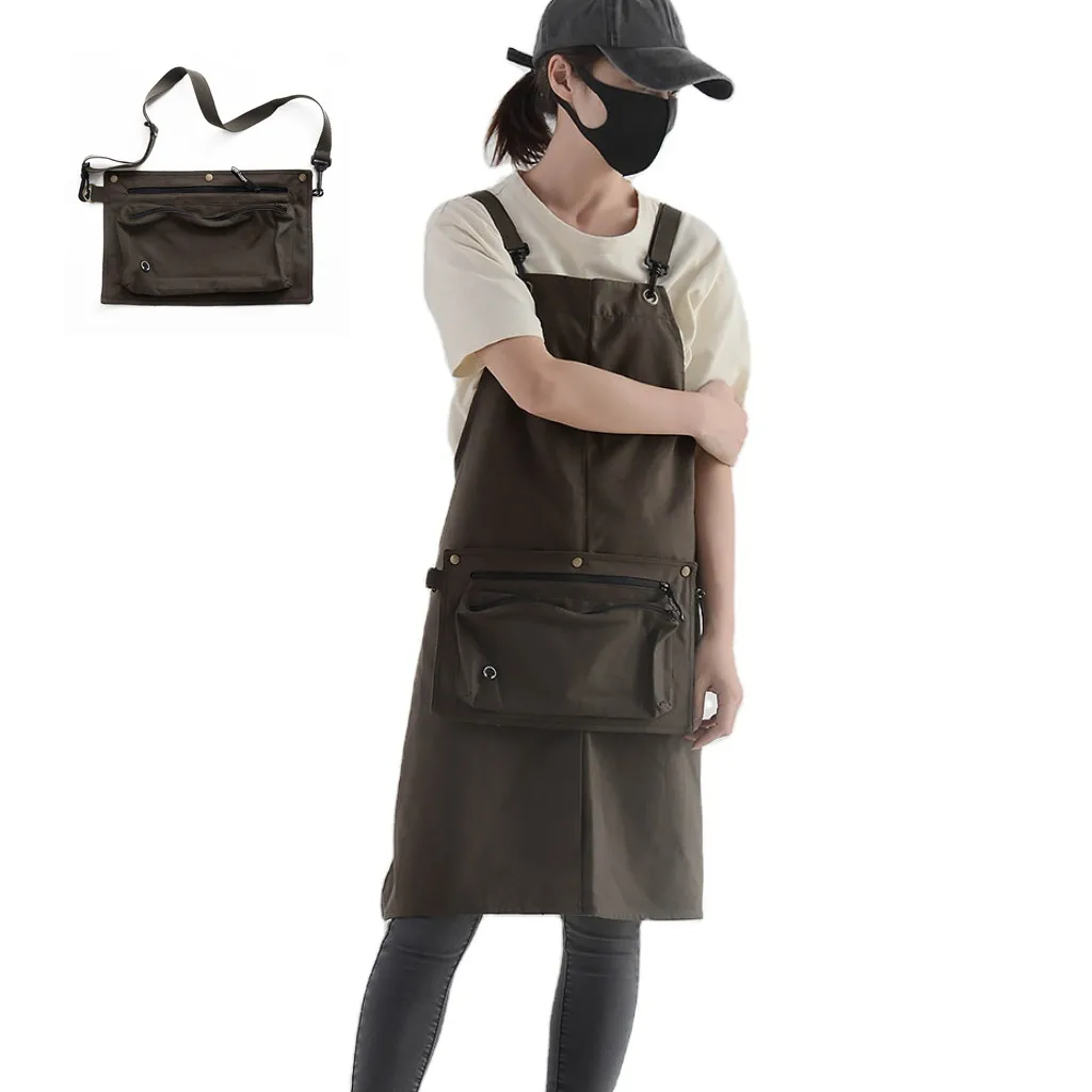 New Kitchen Household Organizer 100% Cotton Canvas Waterproof And Oil Proof Picnic Baking Apron With Pocket And Adjustable Strap