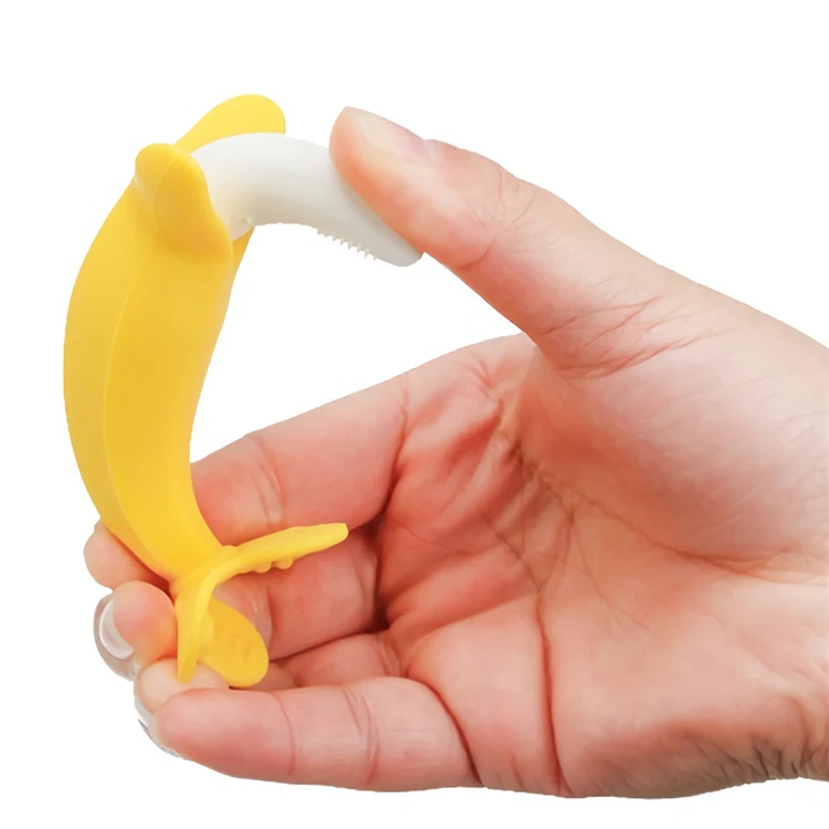 2022 Banana Fruit Shaped Natural Teething Toys Silicone Toothbrush Soothe Babies Gums Baby Teether
