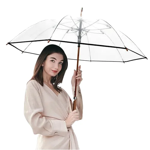 High quality Auto Open Nice Price Transparent Emergency Use One time umbrella Clear POE Umbrella Ladies Umbrella