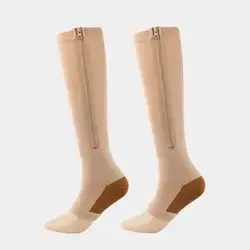 Zipper Nylon Open-toe Tube Men Compression Unisex Lattice College Wind Varicose Veins Women Girl Custom Print Socks Soccer Socks