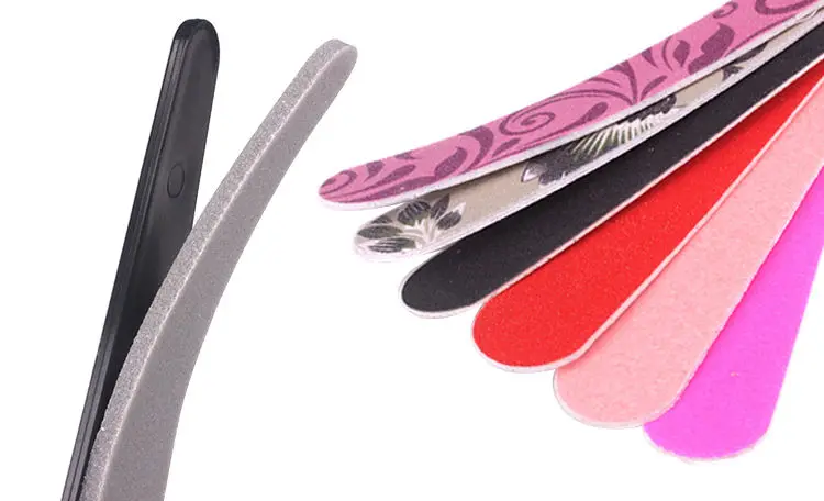 Promotional logo printed abrasive finger nail file custom square fashion design washable double side plastic for nail file