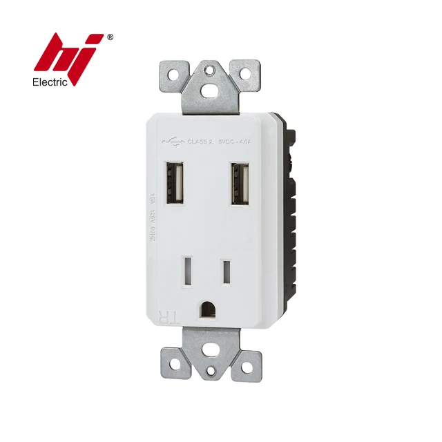 125V Factory 4.0A USB Wall Socket with UL Certificate