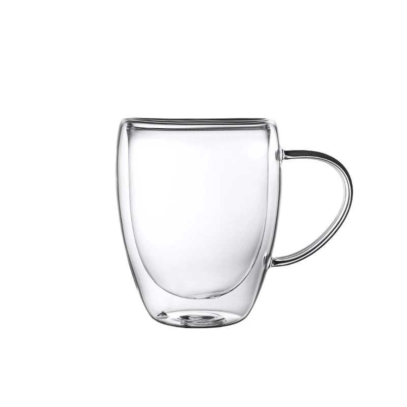 Factory Direct Sales Spot Goods Transparent Wholesale Double Layered Cup With Handle Glass Strap Double Layered Cup