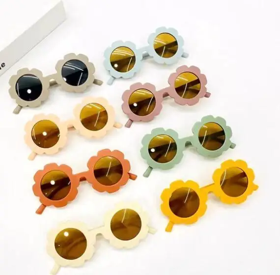 TY0879 Summer Cute Toys Children Sunflower Sun Glasses Frosted Boys Eeywear Anti-UV Protection Reflective Beach Kids Sunglasses