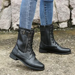 2021 Autumn And Winter New Flat Large Size Low-Heeled Ankle Boots Winter Women Shoes Boots