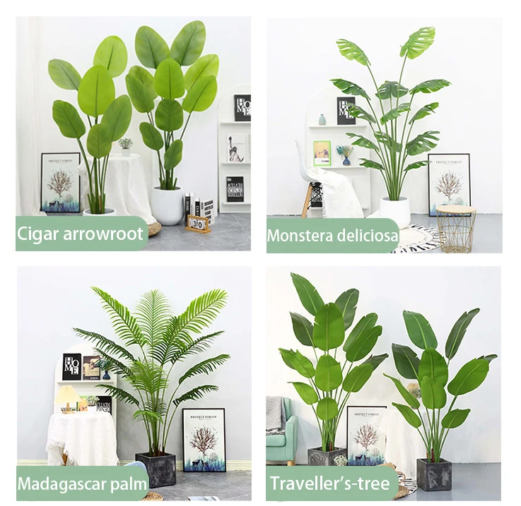 wholesale plastic outdoor decoration potted trees garden landscaping green home ornamental bonsai artificial plants  palm tree