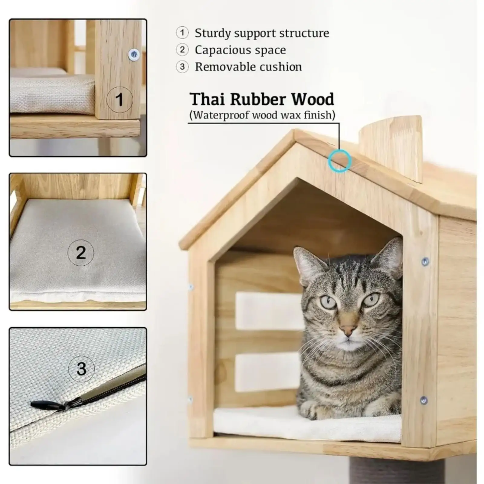 Handcrafted Pet Supplies Luxury Cat House Cat Bed Vintage House Indoor Solid Wood Cat Castle With Stairs