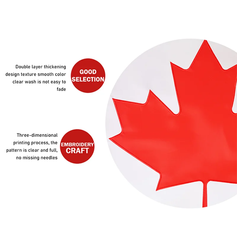 Роскошный 3D вышитый канадский флаг с латунной оплеткой водонепроницаемый 5*8