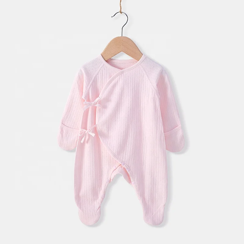 Wholesale custom kimono style baby 2-pack cotton footed sleep and play rompers baby sleep romper