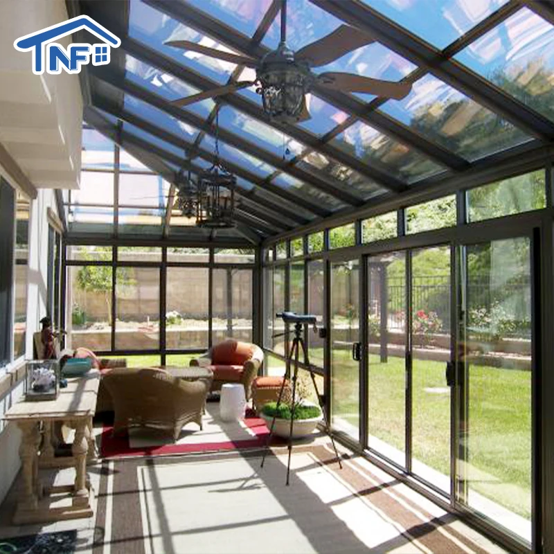 Modern Balcony Outdoor Curved Glass Sunrooms Customized Winter Garden Free Standing Conservatory Glass House