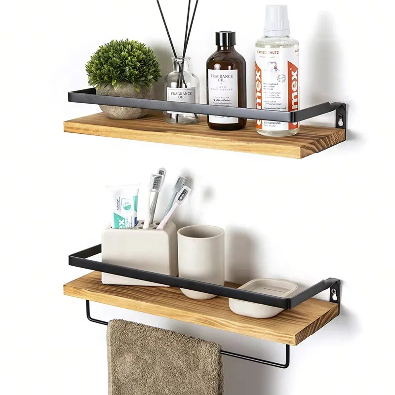 Wall Shelves Set Of 2, Wall Mounted Wood Shelves For Home Decor, Bedroom, Living Room, Bathroom, Kitchen