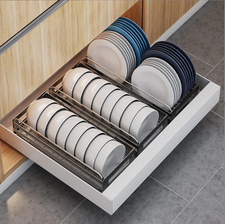 Hot Selling Expandable Pull-Out Storage Box Kitchen Cabinet Storage Single Layer Slide-Out Drawers Organizer