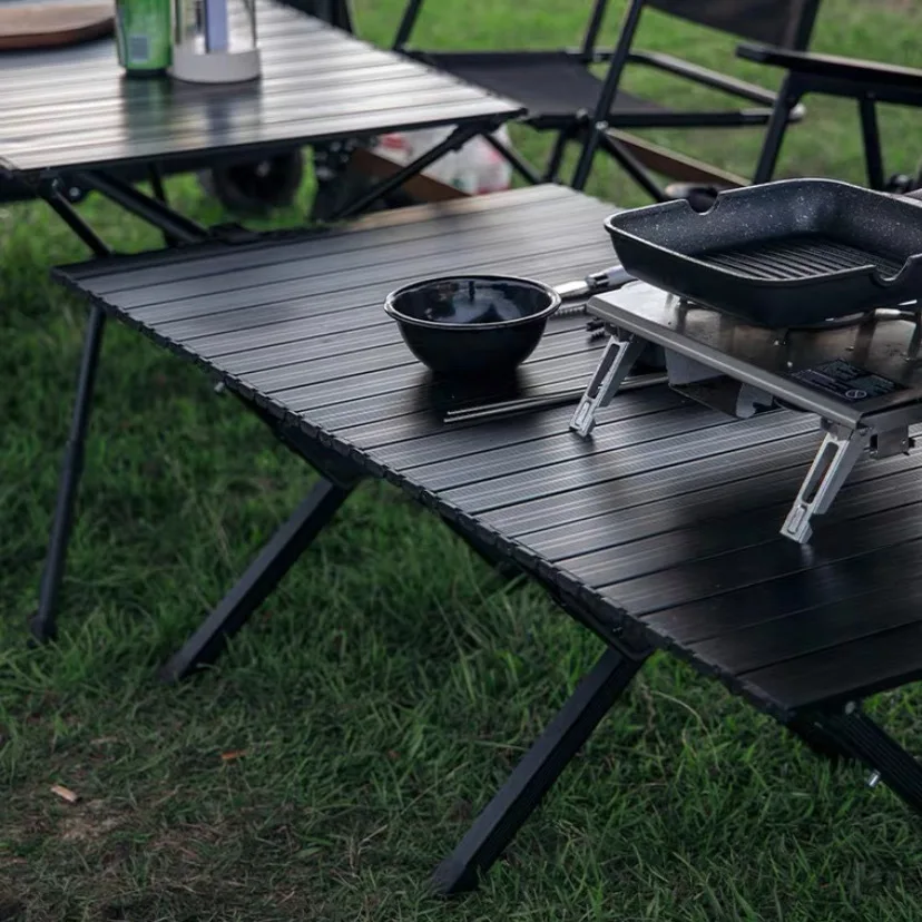 Outdoor Black Portable Folding Camping Table Aluminum