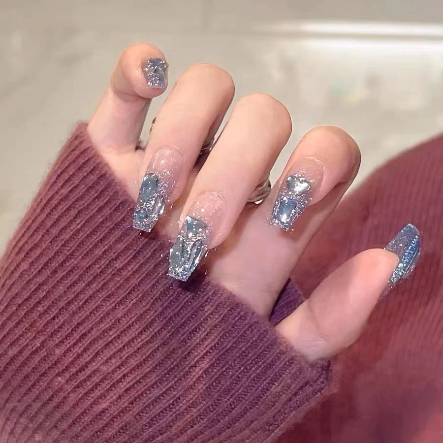 New Style Reusable Artificial Nail Salon Suppliers Press On Nails Wholesale Price ABS  Acrylic Artificial  With Diamond Nails