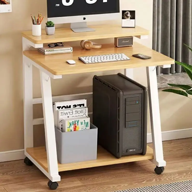 Simple Home Corner Computer Desk Bookshelf Integrated Double Person Office Desk