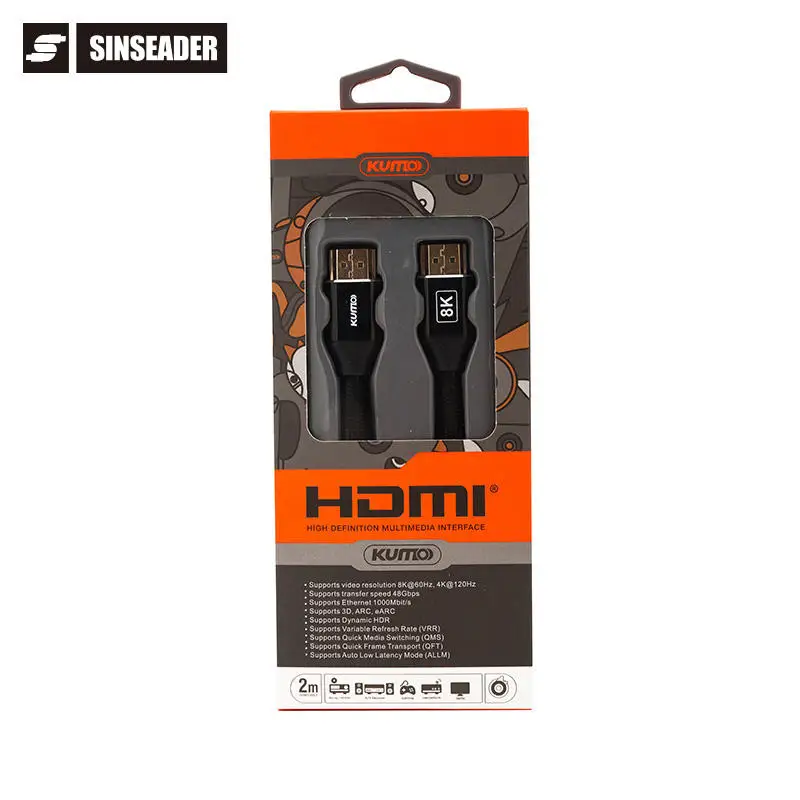 8K 60Hz 4K 120Hz Resolution Hdr HDMI Cable Ultra High Speed 48Gbps hdmi 2.1v Cable Certified 2.1 Version 8K HDMI Cable