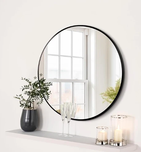 Hot sale customized 50cm small makeup wall mirror aluminium metal mirror for living room