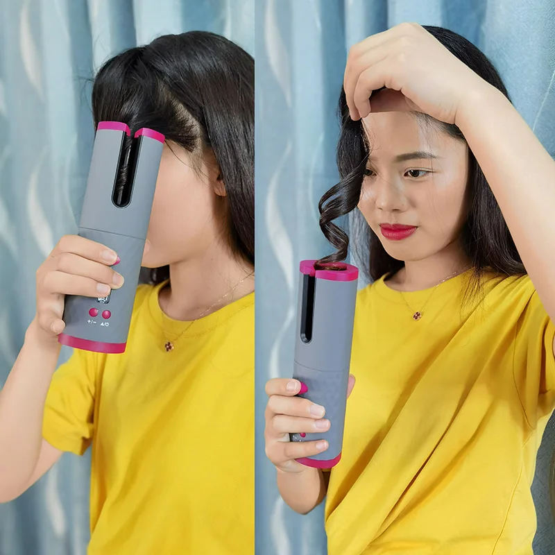  Mini hair curler wireless magic corrugated curling iron lcd screen ceramic heating anti-perm charge wave