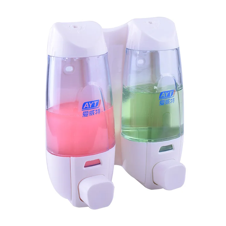 Wall Mounted Plastic chamber 300ml  2 in 1 wall-mounted hand wash lotion clear  liquid soap dispenser