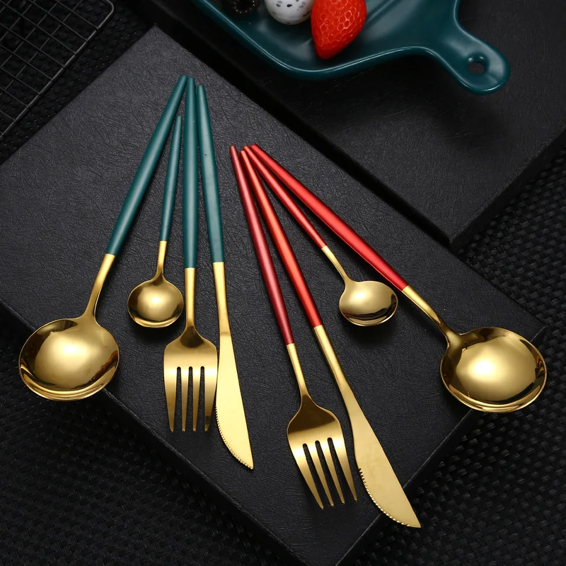 Spoon Fork Set Stainless Steel Cutlery Silver And Gold Cutlery Set Mirrors Gold Set