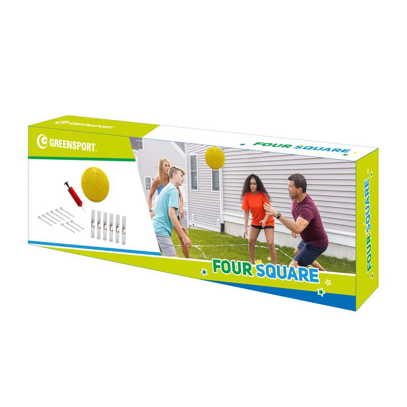Easy to set-up home simple outdoor four square volleyball game set with court strips  rubber ball and pump