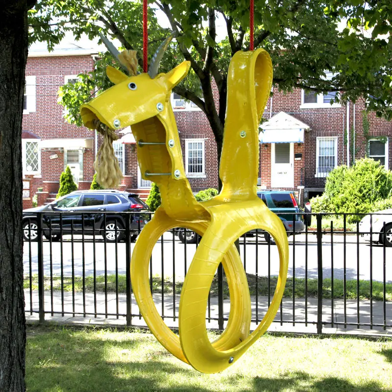 
gold Goat Recycled Tire swing kids Swing for Kids 3 to 10 years old 
