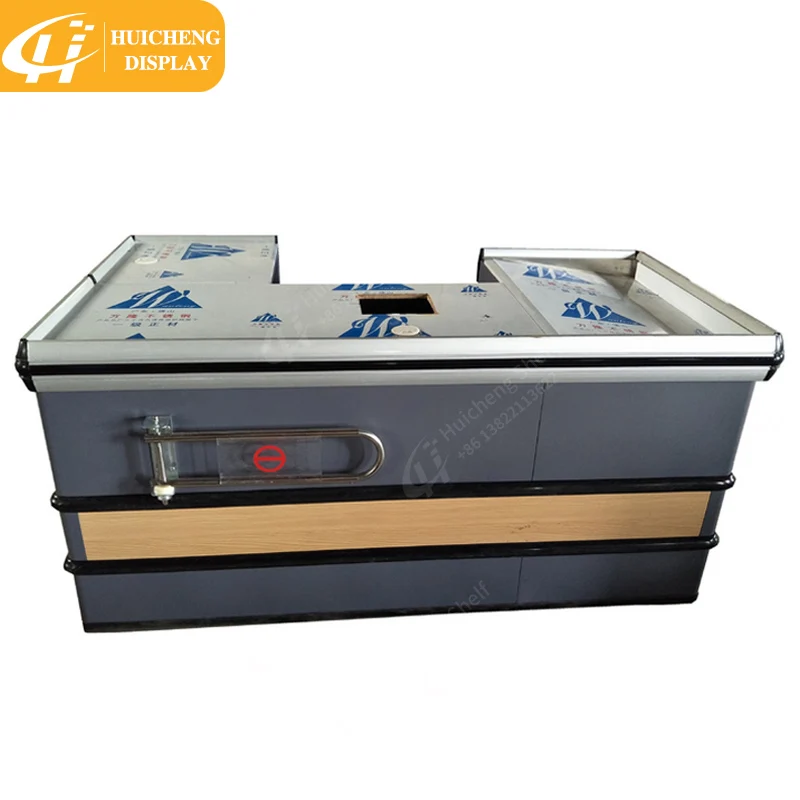 metal supermarket checkout counter Equipment shop cash counter design with forbidden door cashier counter