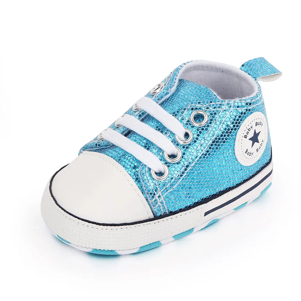 10pcs Stock Shoes Wholesale RTS Glitter Canvas Shoes First Walker Boy And Girl Crib Baby Shoes