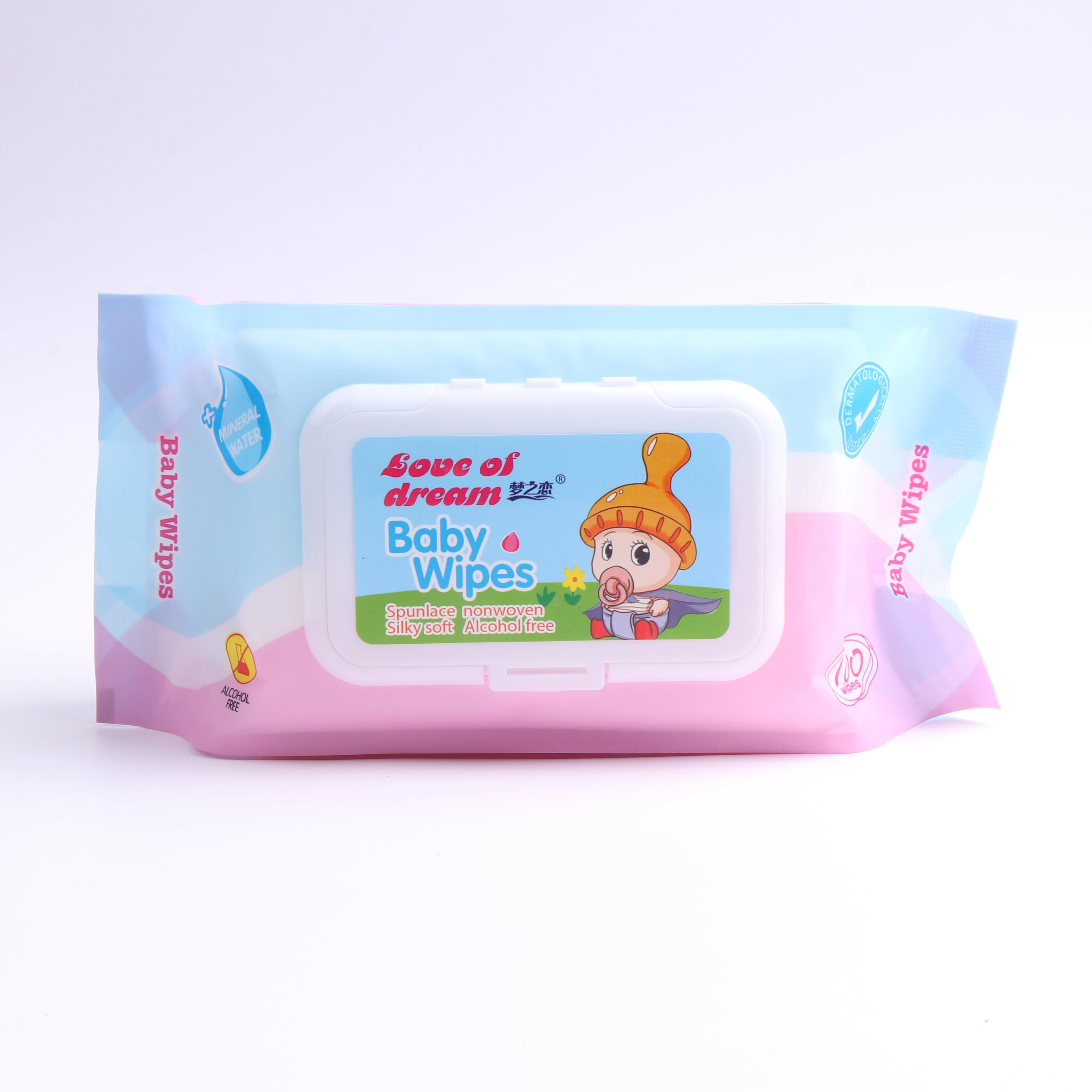 Wholesale Organic OEM Private Label Non Alcohol Custom Baby Cotton Wet Tissue Wipes