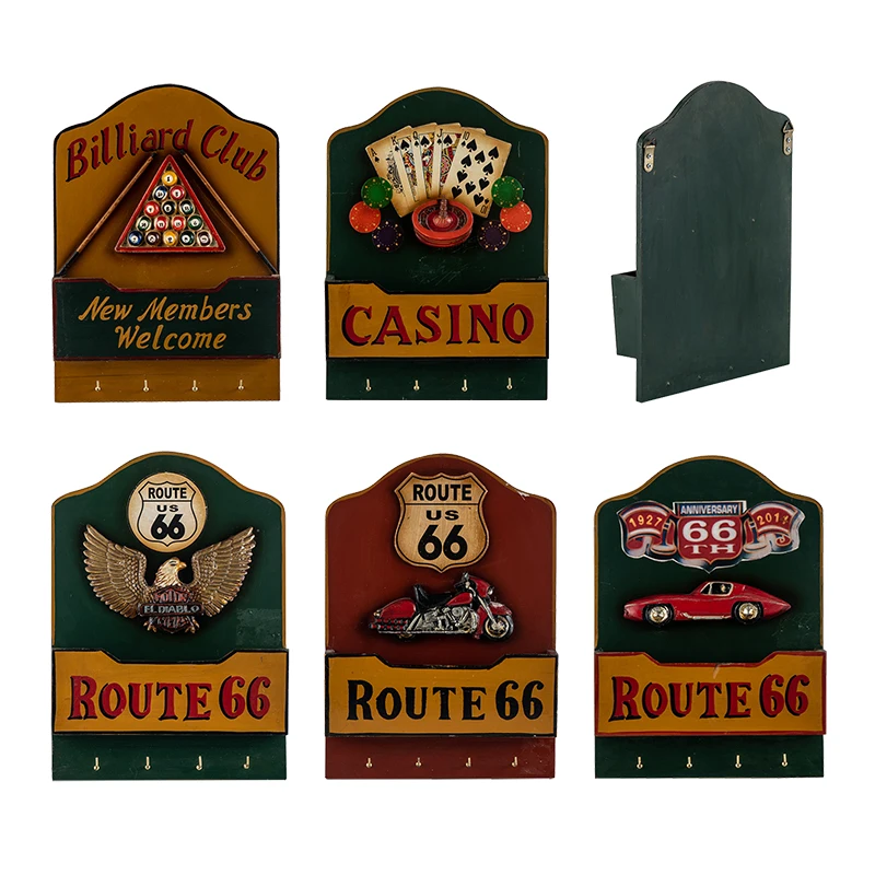 Antique Wooden Key Holder for Home Creative Gas Pump Key Storage Box Factory Wholesale MDF Wall Mounted Key Holder
