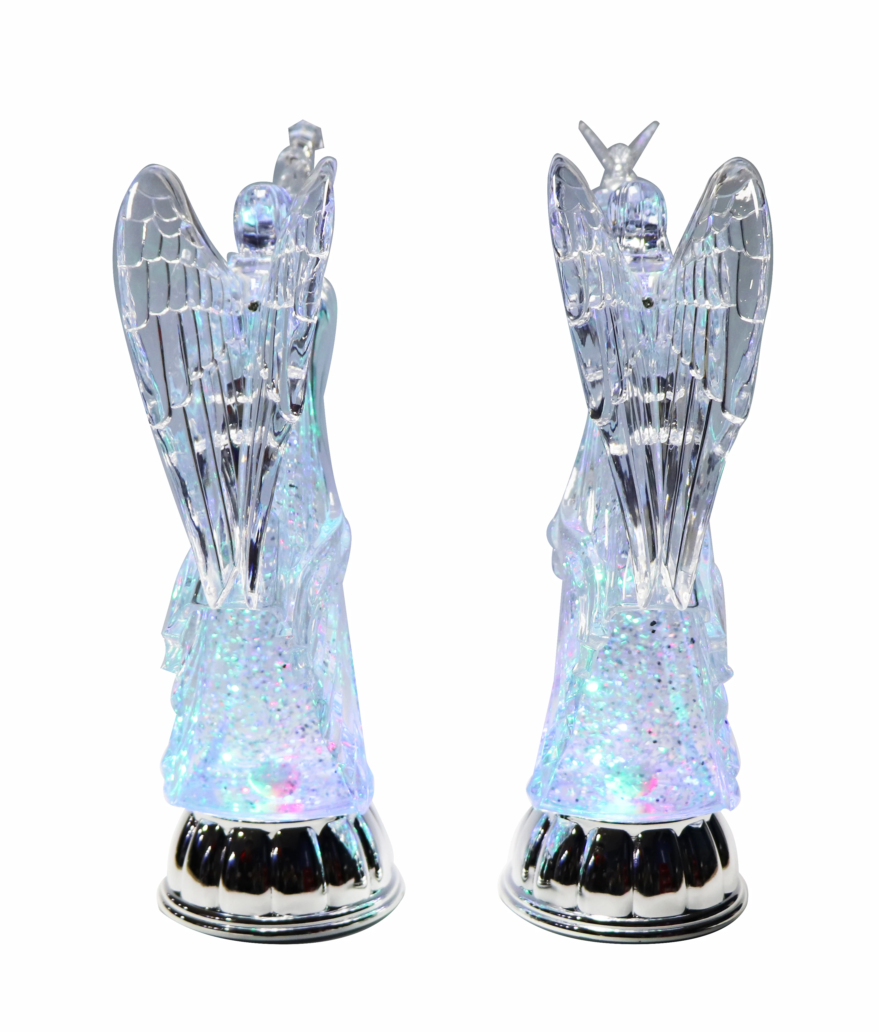 Led Glitter Clear Angle Home Decoration Popular Angel	 Table	 Ornaments	 Statue Resin Lighted Christmas Acrylic Angel
