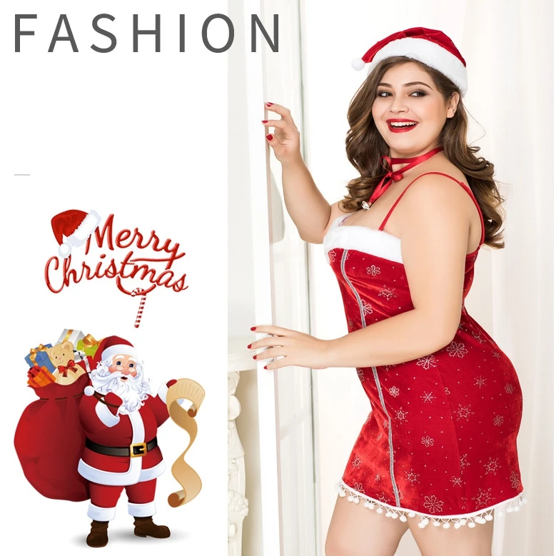 2022  Party valentines Club Cosplay Balconette Christmas Red Solid Bodysuit Dress Pajamas Babydoll Lingerie Ladies