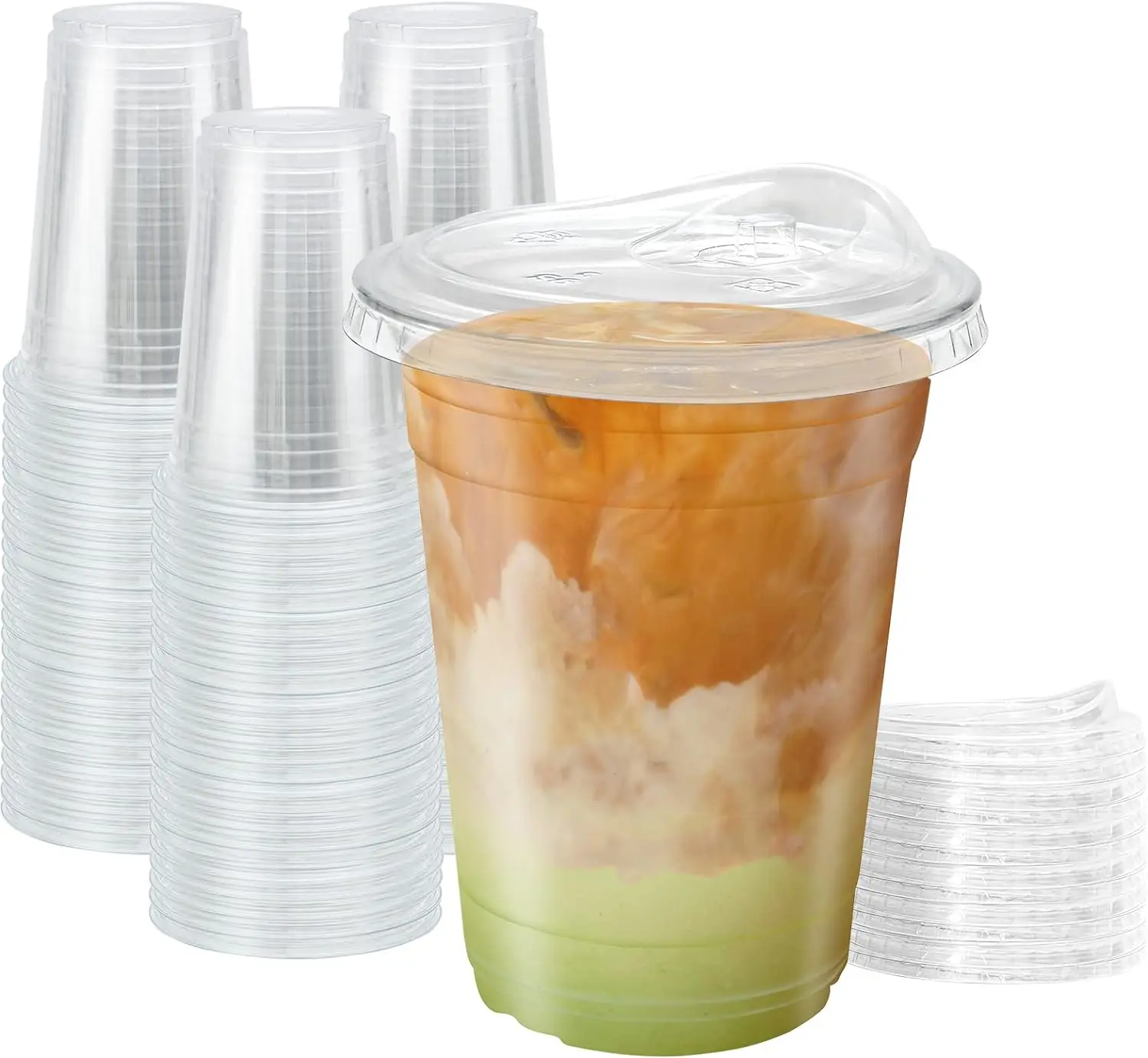 16 oz Clear Cup With Straw Lid Iced Coffee Cups With Lid Disposable Plastic Cups